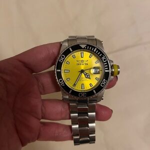 Invicta Yellow Dial Silver Bracelet Watch